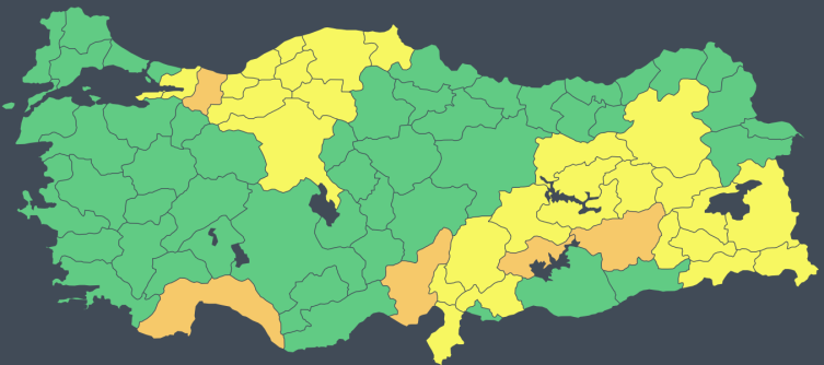 33 il için "turuncu" ve "sarı" uyarı: Kuvvetli yağışa dikkat